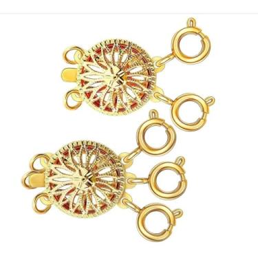 Imagem de Separador de fechos em camadas de colar para mulheres, ouro 14 k e prata, livre de embaraço, conversor de corrente com fecho de bloqueio de joias (2 peças amarelo dourado)