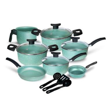 Imagem de Conjunto Jogo de Panelas Teflon Viena10 Pçs Antiaderente Tampa de Vidr