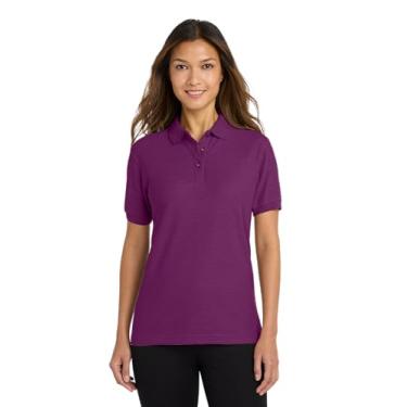 Imagem de Polo feminina com toque de seda Port Authority L500, Deep Berry, Small