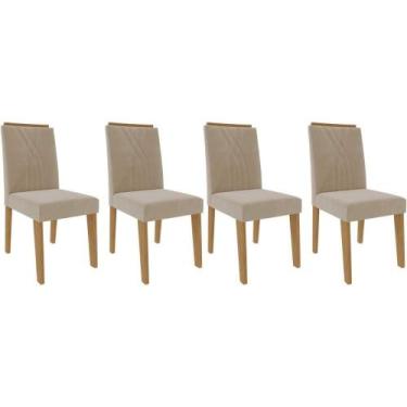 Imagem de Kit 4 Cadeiras Sala Jantar Nicole 4 Un Nature/Suede Nude Bege - Cimol