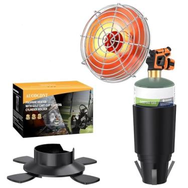 Imagem de Aquecedor de carrinho de golfe, aquecedor de acampamento portátil a propano, 2 em 1, com suporte de copo e suporte de cilindro de propano dobrável para carro EZGO Yamaha Club, acampamento, tendas