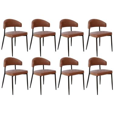 Imagem de Cadeira De Jantar Estofada Kit 8 Chloe M25 Sintético Marrom - Mpozenato