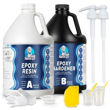 Imagem de UncleResin Kit de resina epóxi de 1 galão - mistura fácil 1:1 cristal transparente autonivelante resina fundida sem amarelecimento para mesa de rio, madeira, preservação de flores, artesanato