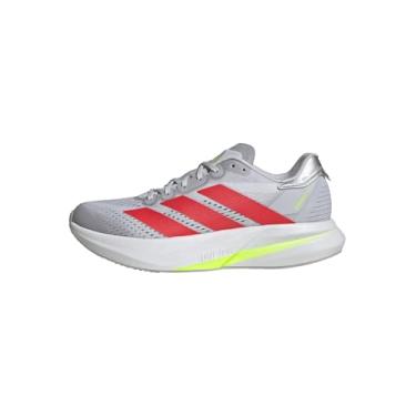Imagem de adidas Tênis de corrida feminino Duramo Speed 2, Cinza traço/vermelho lúcido/limão lúcido, 39