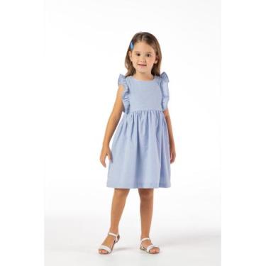 Imagem de Vestido Infantil Menina Azul Casual Delicado Fofo - VRASALON, 12, List