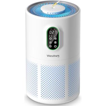 Imagem de Purificadores de ar para casa, sala grande de até 1450 pés quadrados, WESTHEY H13 True HEPA purificador de ar para câmara com luz noturna, monitor de qualidade do ar, esponja de