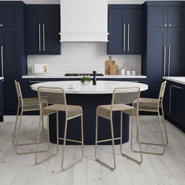 Imagem de Banqueta Cozinha Alta Kit 4 Base Industrial Aramada Taynah K01 - D'rossi Cor Champanhe