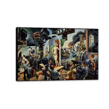Imagem de Zeichn8u Thomas Hart Benton Paintings Wall Art Hollywood Classic Art Reproduções Thomas Hart Benton Pôster em tela para sala de estar decoração de parede de casa 90 x 60 cm (35 x 24 polegadas) moldura
