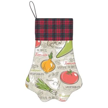 Imagem de SKKNT Estampa de frutas vegetais, meias de Natal, animais de estimação, decoração de Natal, cães, gatos, árvores, doces, presente, conveniente