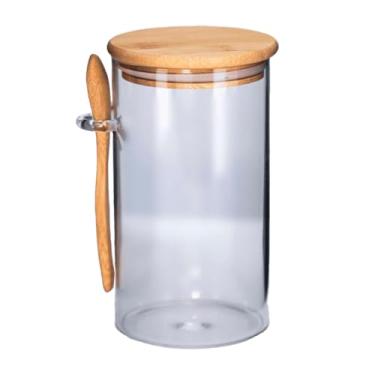 Imagem de Pote Hermético de Vidro com Tampa e Colher de Bambu 870ml(1 Unidade)