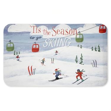 Imagem de Tapete antifadiga para pistas de esqui Tis The Season, tapete ergonômico acolchoado para cozinha e pé com suporte antiderrapante, tapete confortável ecológico, design por Caverly Smith, 76 x 45 cm