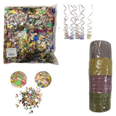 Imagem de Kit Carnaval Confete Metalizado Serpentina Colorida - DREAM IN BOX