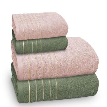 Imagem de Jogo Toalha Banhão Golden, 100% Algodão, 4 Peças, Gramatura 500 Cor:Ve