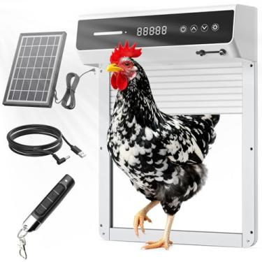 Imagem de Porta de galinheiro automática de tamanho grande alimentada por energia solar, modos de temporizador para manutenção segura e conveniente de frangos com sensores de obstáculos inteligentes