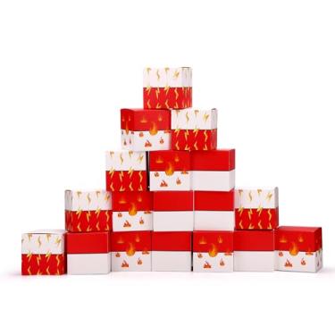 Imagem de 18un Caixas de Presente Vermelhas Brancas, Desenho Animado Chamas e Raios Caixas Presente Ideais para Doces Biscoitos Brinquedos Joias e Lembrancinhas Festa