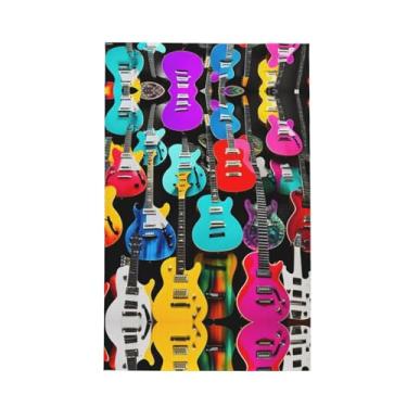 Imagem de XLLingL Toalhas de cozinha de waffle com impressão de guitarras coloridas, panos de prato de microfibra, para decoração e limpeza de cozinha - 1 peça