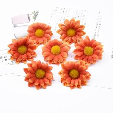 Imagem de 30 peças DIY feito à mão girassol margarida simulação seda girassol flor falsa guirlanda material (laranja)