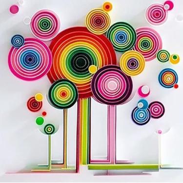 Imagem de Kit de quilling de papel pirulito para artesanato adulto ótimo para oficina de artesanato DIY, decoração de casa, presente de aniversário, interação com amigos adultos. É adequado para adultos e