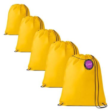 Imagem de Kit 5x Mochilas tipo Saco Gym Sack em TNT Premium 33x40cm Marino TopGet-Unissex