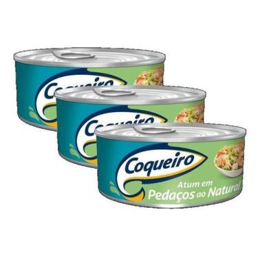 Imagem de Kit 3 Atum Coqueiro Pedaços Natural Lata 170G Drenado 110G