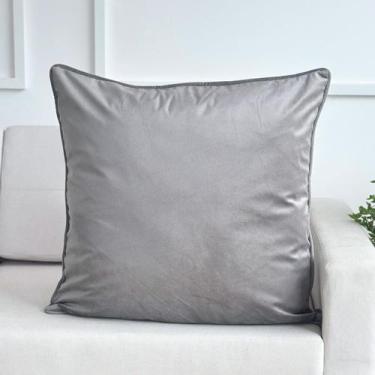Imagem de Capa de Almofada Veludo Decorativa 60x60 Cinza Claro - AMOFADAS