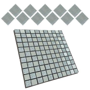 Imagem de Pastilha De Vidro Kit 11 Uni Autocolante Parede Cozinha Banheiro Decorativa Facil Aplicacao Requinte Reforma Moderna