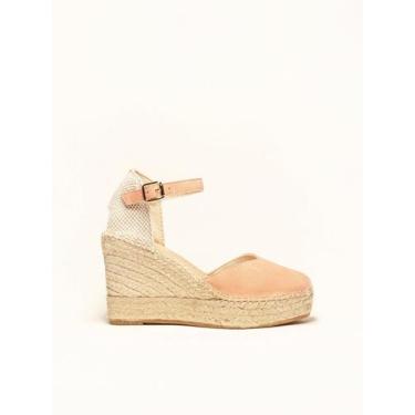 Imagem de Sandália Anabela Alta Jara Camurça Laranja Claro - Alhamas, Laranja cl