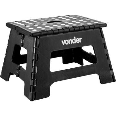 Imagem de Banqueta Plástica Dobrável Altura 220 mm Preta Vonder