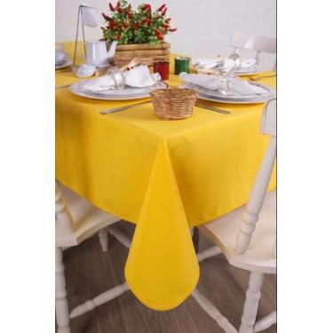 Imagem de Toalha de Mesa Retangular em Oxford Amarelo Ouro, 1,40 x 3,20