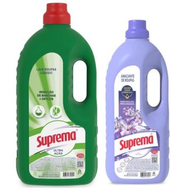 Imagem de Kit Lava Roupa Liquido Sabão Ultra Ação Verde Com Amaciante Suprema Ro