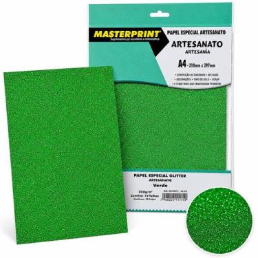 Imagem de Papel Glitter A4 250g 10 Folhas para Artesanato Papelaria Criativa Top