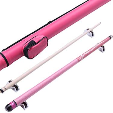 Imagem de LIUHD Conjunto de taco de sinuca feminino, bastões de bilhar com estojo para tacos de piscina de bordo de alta estabilidade 1/2 de 137 cm, taco de sinuca feito à mão, fácil de armazenar jogos em ambientes internos ao ar livre, rosa, 11,75 mm