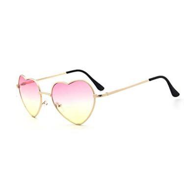 Imagem de fashion Heart Shaped Sunglasses women metal clear red lens glasses Fashion heart sun glasses Mirror oculos de sol,1,China