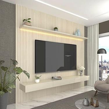 Imagem de Home para TV Ripado 3D com LED Requinte 220 Off White - Gelius