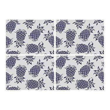 Imagem de Jogo Americano Abacaxi Az 6 Peças 30x40 Base Emborrachada