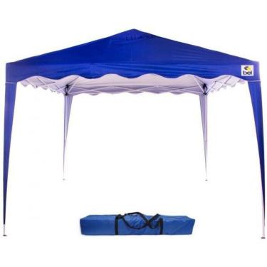 Imagem de Tenda 3x3m Dobrável Sanfona Poliéster Gazebo Alumínio Praia Azul - Belfix
