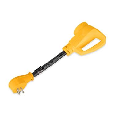 Imagem de Camco Adaptador elétrico RV Dogbone com design inovador de dobra de 180 graus e alça PowerGrip - 15 Amp macho para 50 Amp fêmea, 30.5 cm (55168)