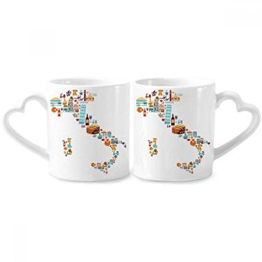 Imagem de Mapa bandeira nacional da Itália personalizada paisagem casal canecas amante canecas cerâmica alça de coração 355 ml presente