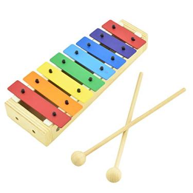 Imagem de MUSICUBE Xilofone para crianças, xilofone de madeira com marretas, instrumento musical orff para educação, aprendizagem em pré-escola, kit de percussão para bebês, com ajuste profissional, opção de presente para crianças de idade