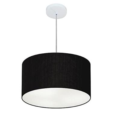 Imagem de Lustre Pendente Cilíndrico Cúpula Tecido 40x21 cm, Vivare Iluminação, Pendente4019 PR, Preto, Médio