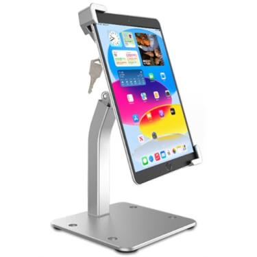 Imagem de Cuxwill Suporte de mesa antifurto para tablet iPad de 7 a 11 polegadas, giratório de 360°, suporte para tablet comercial POS de alumínio resistente com trava de segurança, compatível com iPad 10ª 9ª