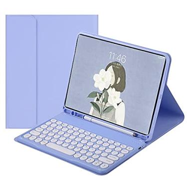 Imagem de HENGHUI Capa com teclado para Galaxy Tab S9 FE+ / Tab S10+ / Tab S9+ / Tab S8+/S7+/S7 FE 31,5 cm capa magnética removível para teclado colorido bonito e redondo, roxo
