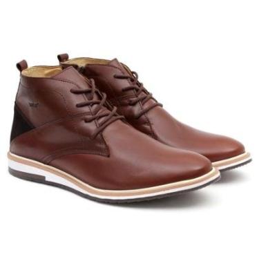 Imagem de Bota Coturno Casual em Couro Masculino Cadarço Ziper Lateral e Sola Borracha-Masculino