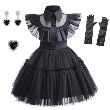 Imagem de PURFEEL Vestido de festa preto para meninas, fantasia infantil preta, 001 com acessórios, 1-2 Anos