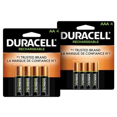 Imagem de Pilha Recarregável AA Pequena DURACELL com 4 unidades + Pilha Recarregável AAA Palito DURACELL com 4 unidades