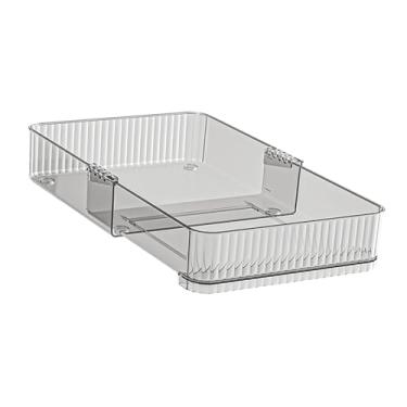 Imagem de YWJLQH Organizador de Gaveta Telescópico, Bandeja de Armazenamento, Organizador de Vaidade, Portátil, Multiuso para Armário, Quarto, Maquiagem, Utensílios de, L