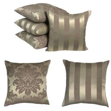 Imagem de Kit 4 Capas de almofada Jacquard Medalhão/Listrado 45 X 45 - MUMUDECOR