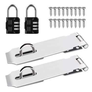 Imagem de 2 peças de trava de ferrolho de porta, fecho de aço inoxidável 304 de 12 cm com parafusos para armários, armários