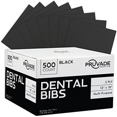 Imagem de Pruvade Babadores Dentais - 500 Pacotes de Babadores Descartáveis para Adultos para Dentista, Alimentação, Tatuagem - 13" X 18" Preto - Lençóis Médicos Impermeáveis de 3 Camadas para Piercing, Estação