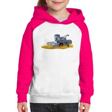 Imagem de Moletom Infantil Colheitadeira - Foca na Moda, Branco, Rosa, 6
